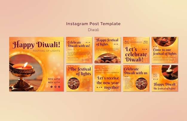 PSD instagram-posts zur diwali-feier