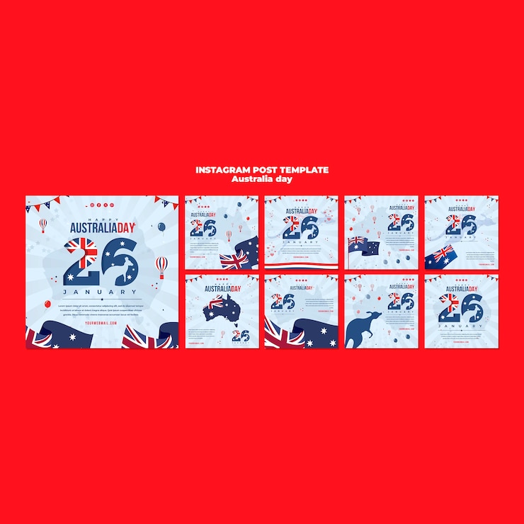 PSD instagram-posts zur feier des australischen tages