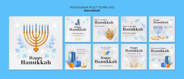 PSD instagram-posts zur hanukkah-feier