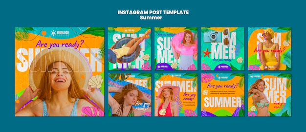 PSD instagram-posts zur sommersaison