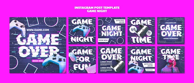 PSD instagram-posts zur spielnacht