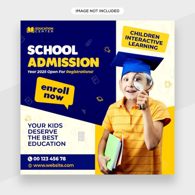 Instagram publie une bannière d'admission à l'école ou une bannière d'éducation ou un modèle de couverture Facebook