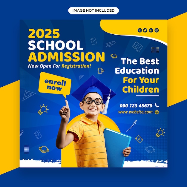 Instagram publie une bannière d'admission à l'école ou une bannière d'éducation ou un modèle de couverture Facebook