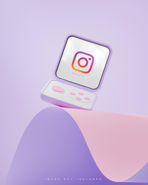 Instagram-Schnittstelle Social Media Post Smart Flip Device Mockup lila Hintergrund 3D-Rendering