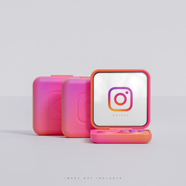 PSD instagram-schnittstelle social media post smart flip device mockup weißer hintergrund 3d-rendering