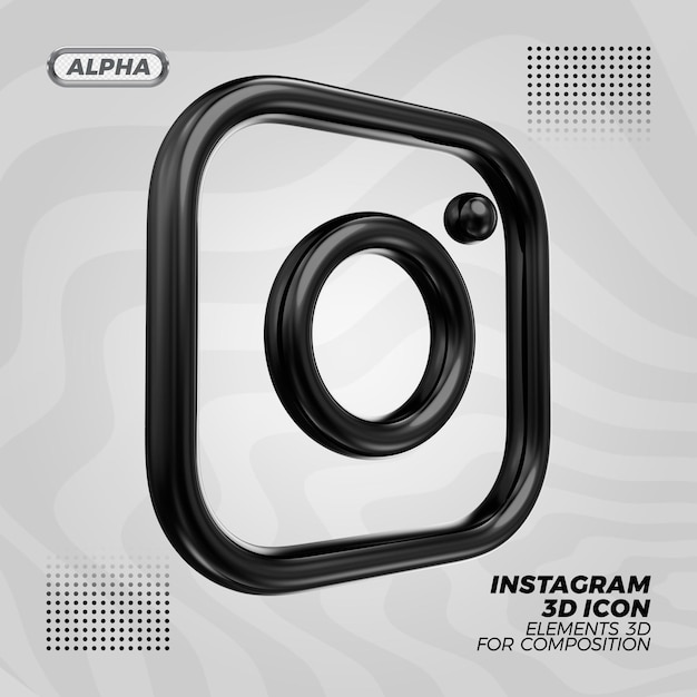 Instagram schwarzes 3d-symbol-rendering-rendering