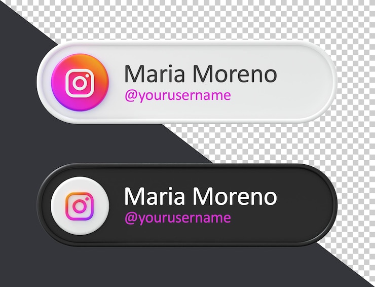 Instagram seguimi banner etichetta di rendering 3d isolata su sfondo bianco