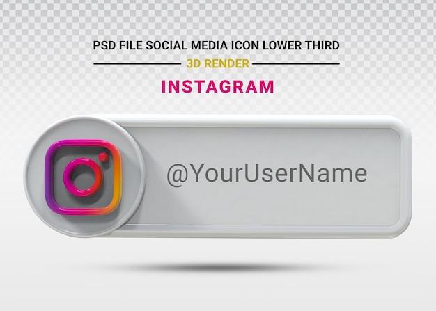 Instagram Social media icon terzo inferiore banner 3d rendering stile colore bianco