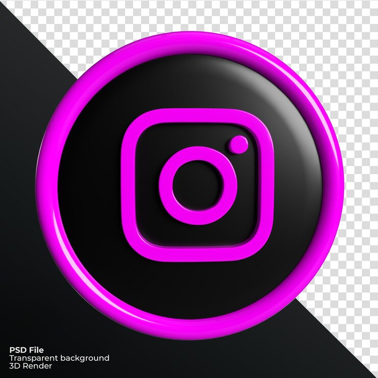 PSD instagram social media logo icono 3d render fondo transparente