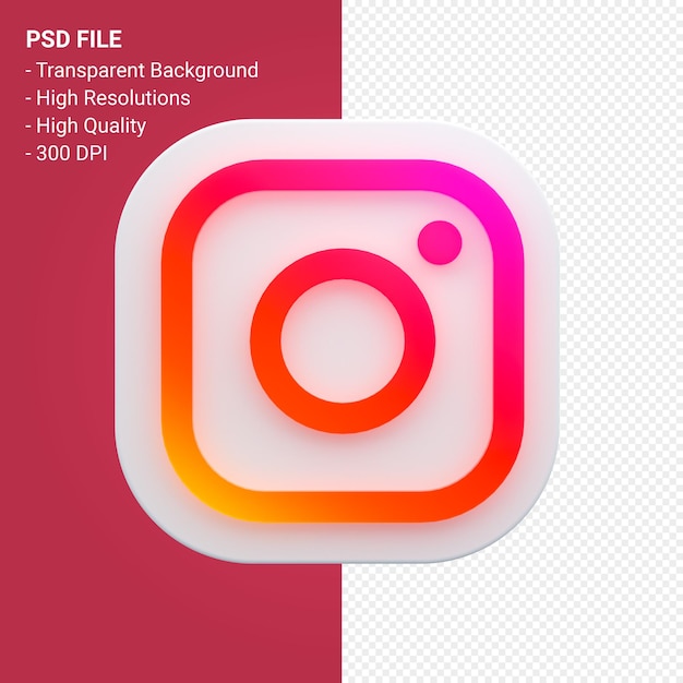 Instagram social media logo in 3d-rendering