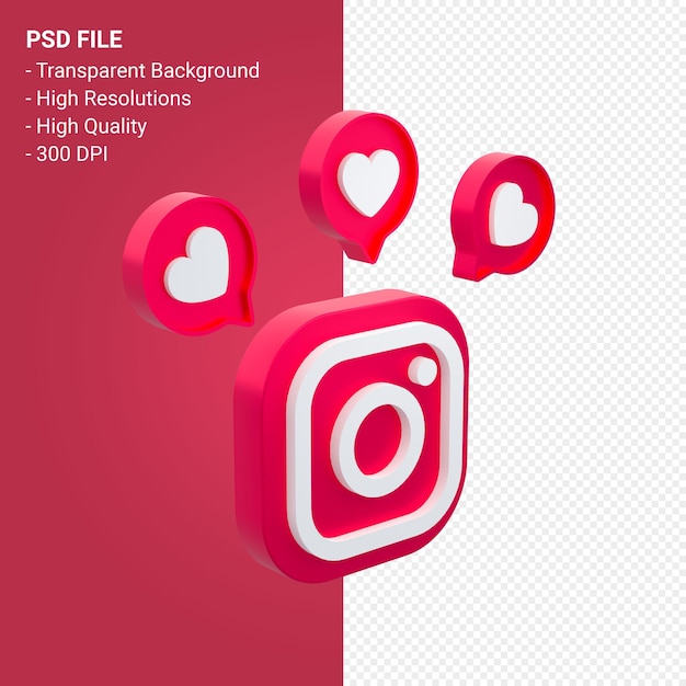 PSD instagram social media logo in 3d-rendering