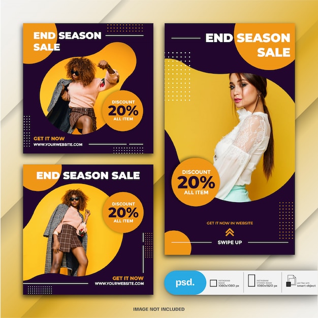 Instagram stories and feed post bundle fasion plantilla de venta