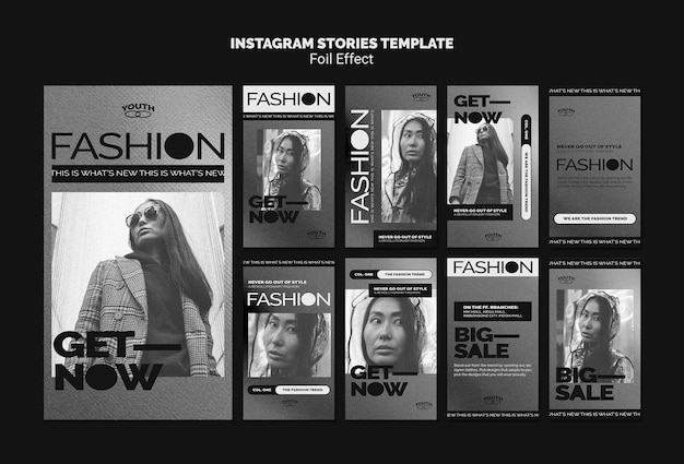 Instagram Stories Kollektion für Mode mit Folieneffekt