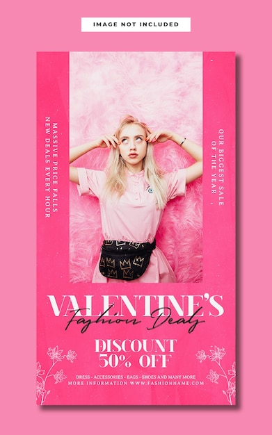 Instagram-Story-Vorlage für Social-Media-Modeangebote zum Valentinstag
