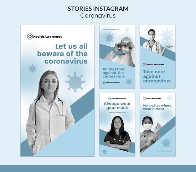Instagram-storysammlung für coronavirus-pandemie