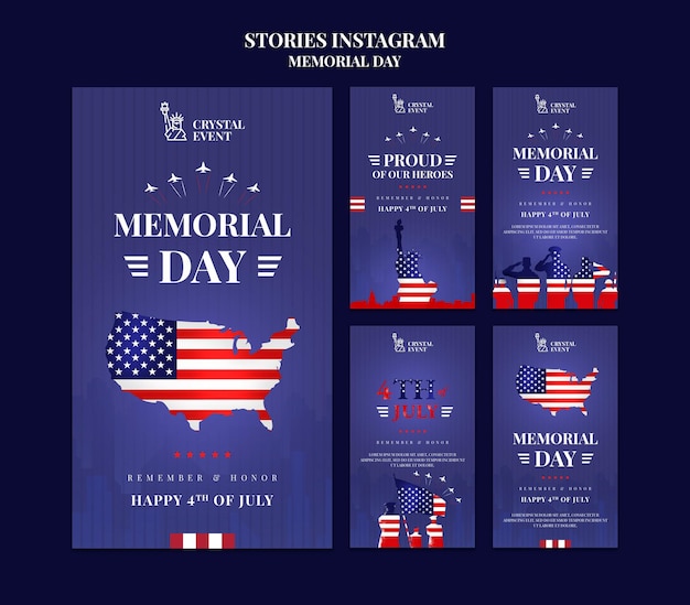 PSD instagram-storysammlung für den usa-gedenktag