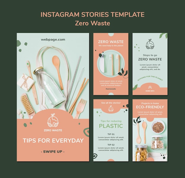 PSD instagram-storysammlung für einen lebensstil ohne verschwendung