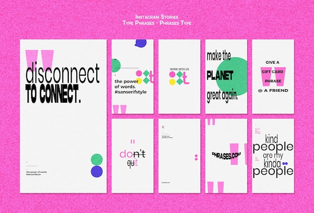 PSD instagram-storysammlung für typphrasen
