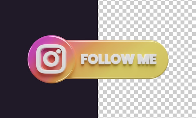 PSD instagram suivez-moi bouton 3d