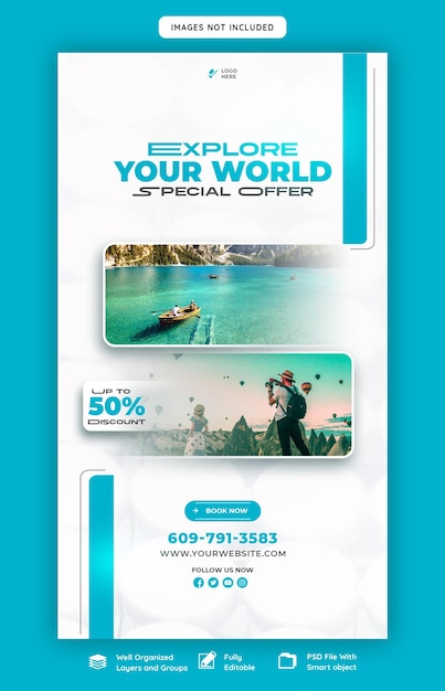 Instagram- und Facebook-Story-Vorlage für Reisen und Tourismus