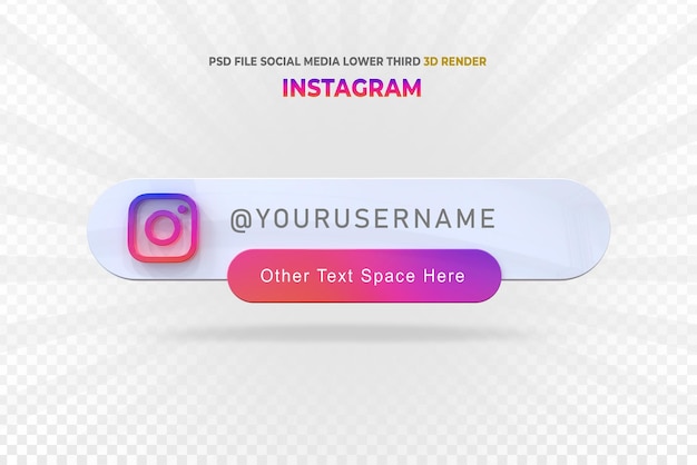 Instagram unteres drittes Banner im 3D-Stil rendern