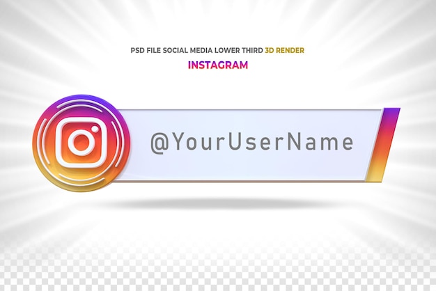 Instagram unteres drittes banner im 3d-stil rendern