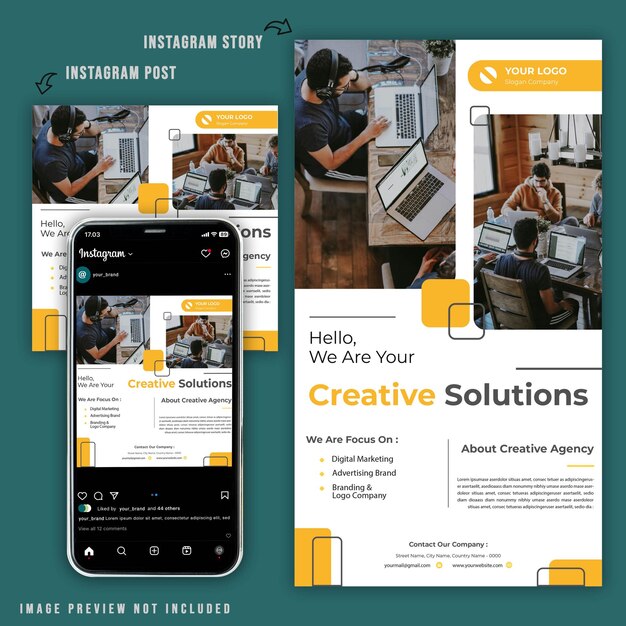 PSD instagram-vorlage für kreative lösungen