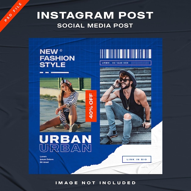 PSD instagram-vorlage für urbane mode-social-media-beiträge premium psd