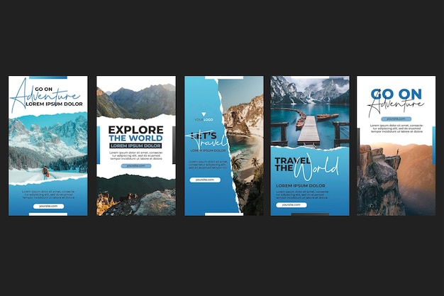 PSD instagram-vorlagen für reisegeschichten