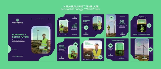 Instagram-Vorlagendesign für erneuerbare Energien
