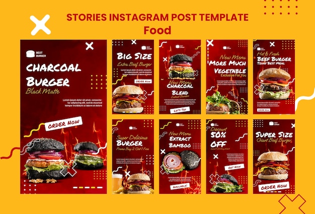 Instagram-Vorlagendesign für Lebensmittel mit Farbverlauf