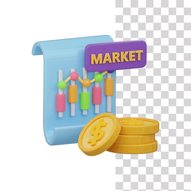 Un instrumento del mercado financiero con una pila de monedas de dólar al lado