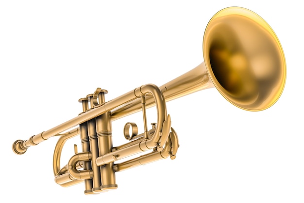 Instrumento musical de trompeta en 3D aislado sobre un fondo transparente