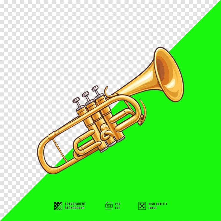 PSD instrumento musical de trompeta vector diseño simple estilo de dibujos animados archivo png transparente
