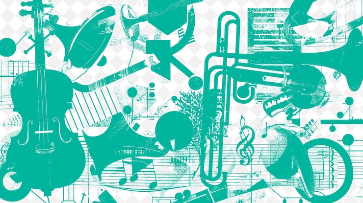 PSD instrumentos musicales desechados con piezas rotas y fragmentadas diseños de fondo de textura creativa