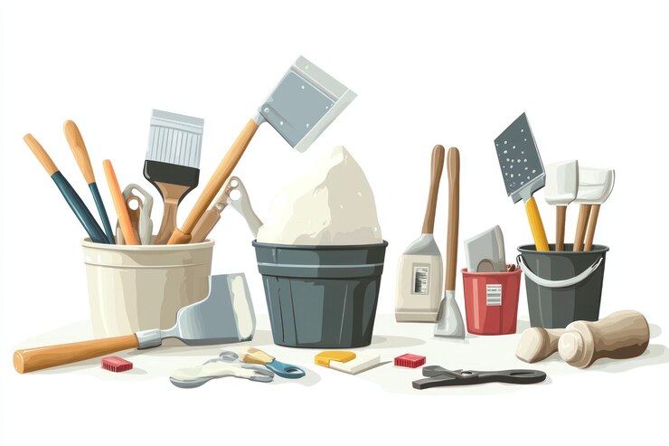 PSD instrumentos de pintura y yeso en cubos 1