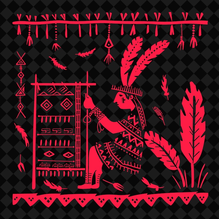 PSD insurrección de tlaxcalas con un ícono textil que muestra un arte diseños de símbolos culturales de méxico