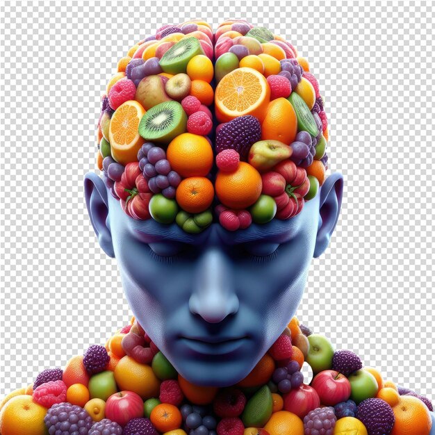 PSD el intelecto frutal inspira la innovación con un cerebro hecho de frutas vibrantes