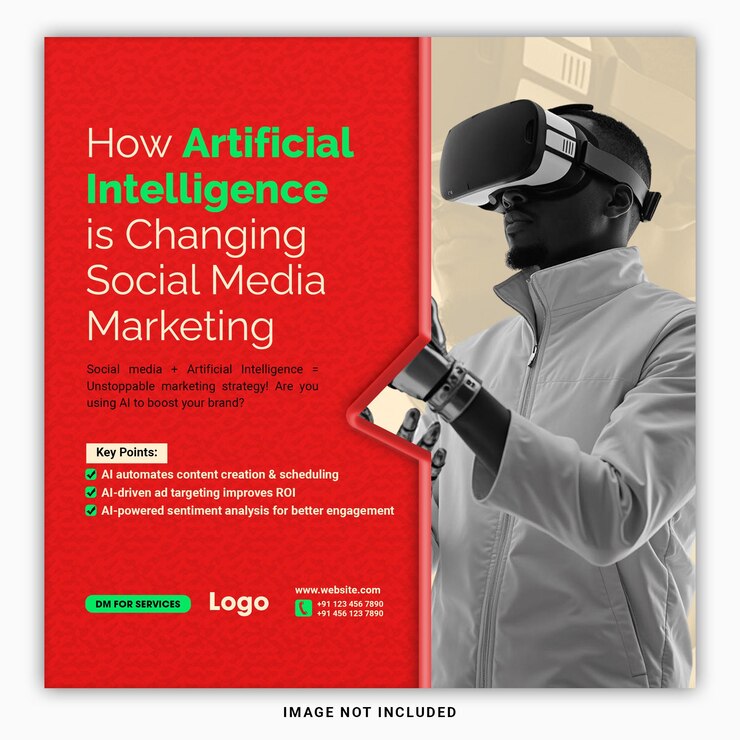 PSD inteligência artificial alimentada por ia marketing e automação de negócios post de mídia social criativo
