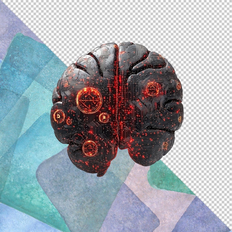 PSD inteligencia artificial cerebral futurista y concepto de red neuronal