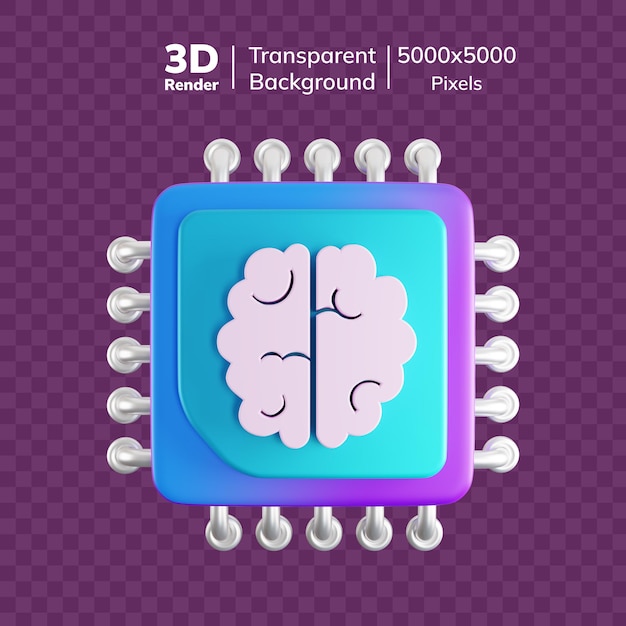 Inteligência Artificial Chip Cerebro Render 3D