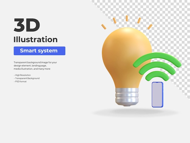 Intelligente remote-lampe internet der dinge 3d-icon-illustration