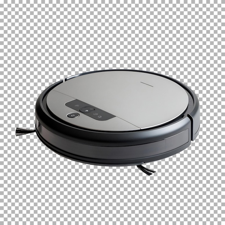 PSD intelligenter roboter-staubsauger isoliert auf durchsichtigem hintergrund