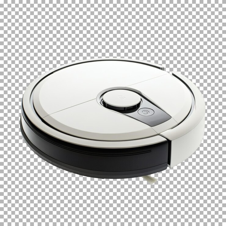 PSD intelligenter staubsauger-roboter isoliert auf durchsichtigem hintergrund