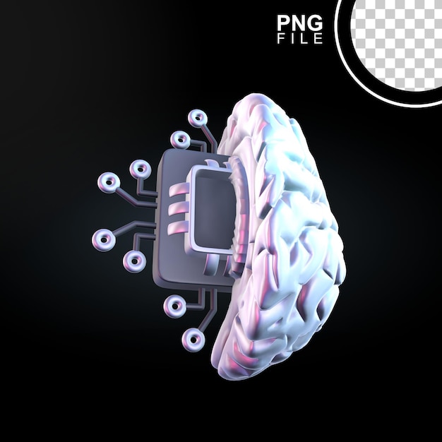 Intelligenza artificiale cervello progettazione di icone 3D