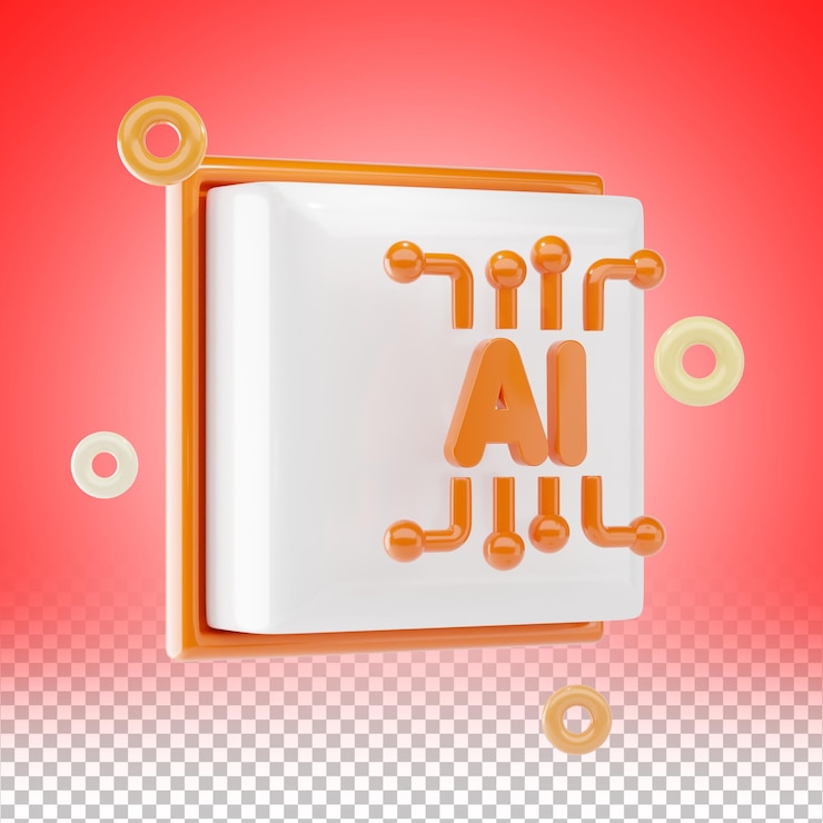 PSD intelligenza artificiale icona e illustrazione 3d