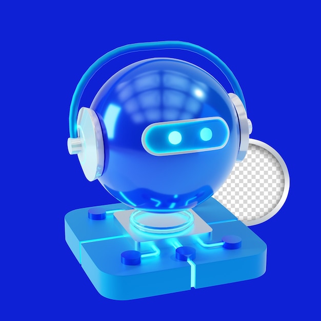 Intelligenza artificiale icone di rendering 3D che mostrano su scheda digitale al neon