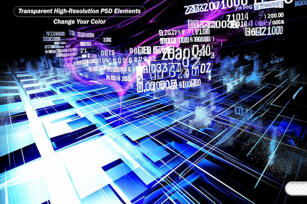 PSD interação de trilhas numéricas, unidades retangulares abstratas, cores e luz sobre o tema da computação em nuvem