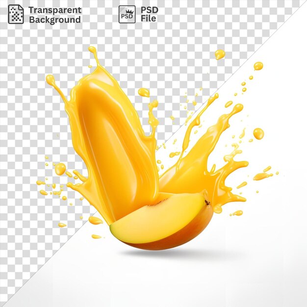 Interacción de Luscious Mango y Splash en el objeto de fondo transparente aislado