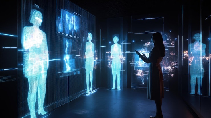 PSD interaktive holographische anzeige in einem modernen raum